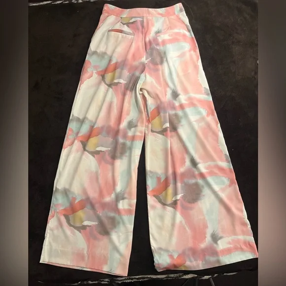 Alice + Olivia long wide-leg watercolor floral pants - Picture 4 of 9